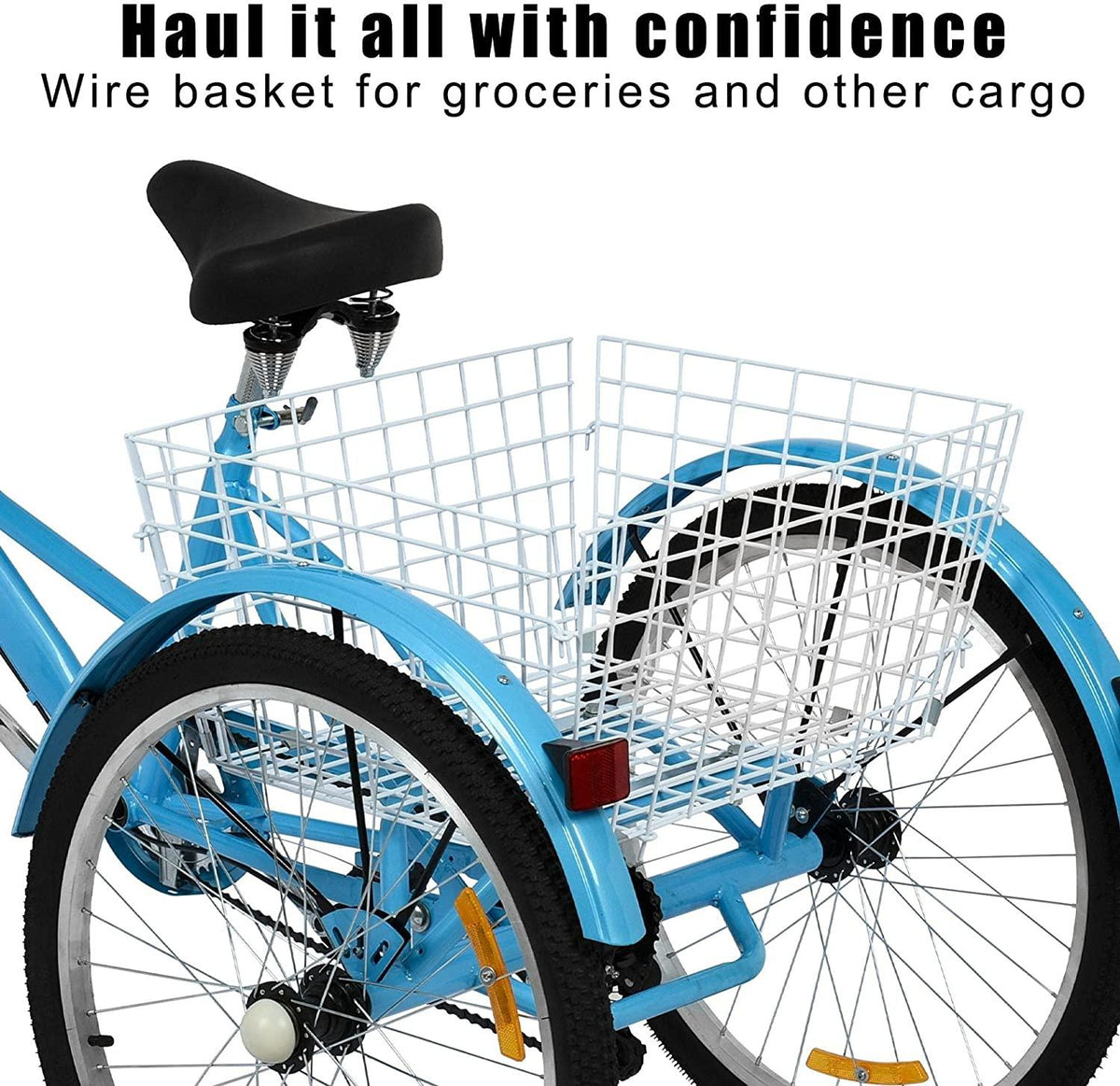 Adult Tricycle Bikes 20/24/26 inch with Basket, 3 Wheels (Fat Tire) 1/7 Speed Complete Cruiser Bikes, Three Wheel Adult Trikes Bicycles for Shopping, Men's and Women's Cruiser Trike