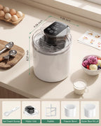 Ice Cream Maker Machine – 2.1 Quart Ice Cream Machine for Gelato, Sorbet & Frozen Yogurt, Pre-Freeze Bowl, LCD Screen and Timer, Perfect for 6-10 Servings, Easy to Use & Clean