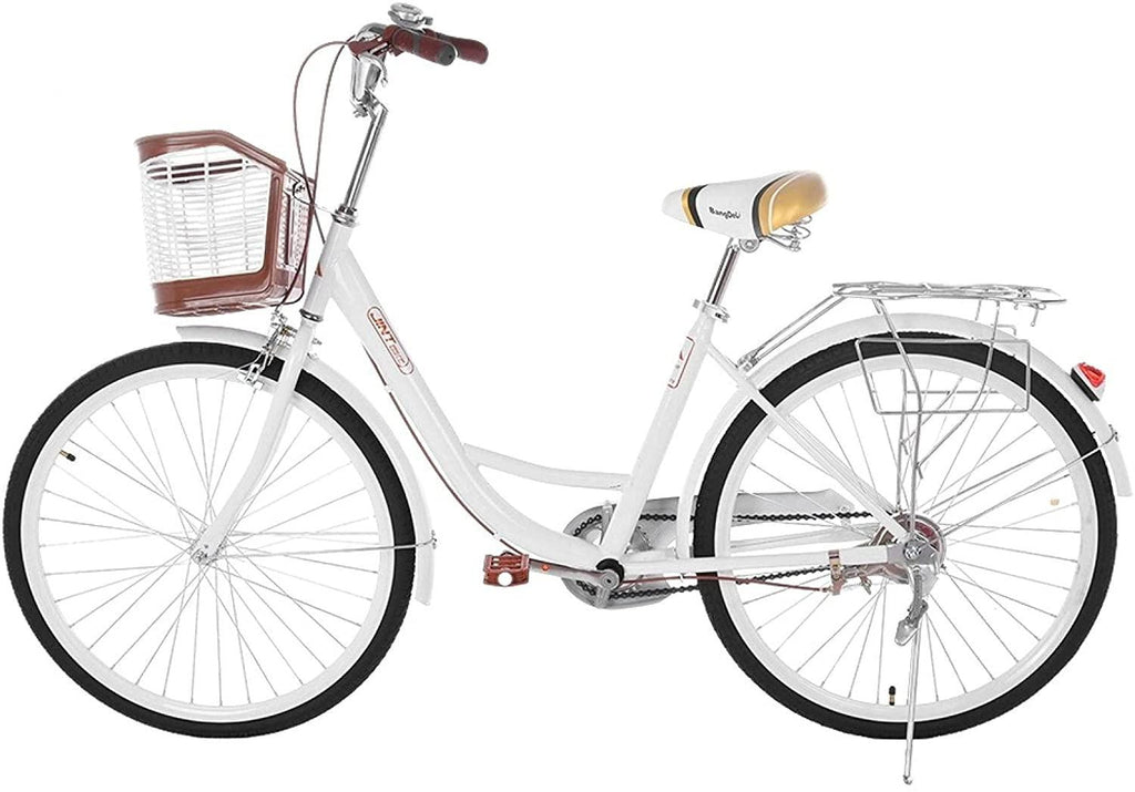 26 Inch Complete Cruiser Bikes for Women | Retro Bicycle Beach Bike with Baskets &amp; Rear Racks | Adjustable Handlebar Height Seat Commuter Bicycle | Seaside Travel Bicycle for Leisure Picnics, Shopping