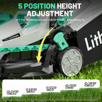 13.1inch Electric Lawn Mower Cordless,Grass Cutter Machine for 1600 Sq.Ft.Lawnmower with Brushless Motor, 8 Gallon Capacity, Cutting Height from 1 to 2.5 in, Includes 1X4.0 Ah Battery