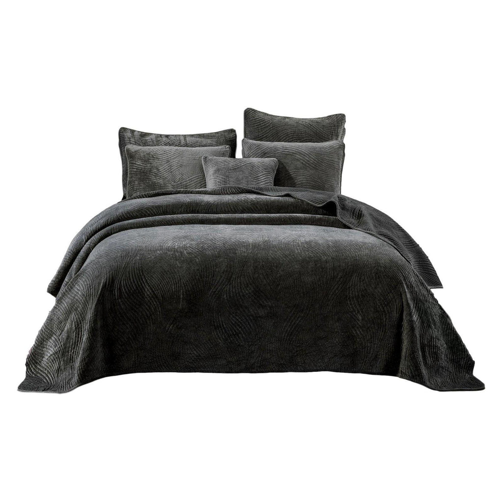 Luxury Velveteen Plush Waves Quilted Bedspread Set by Tache Home Fashion