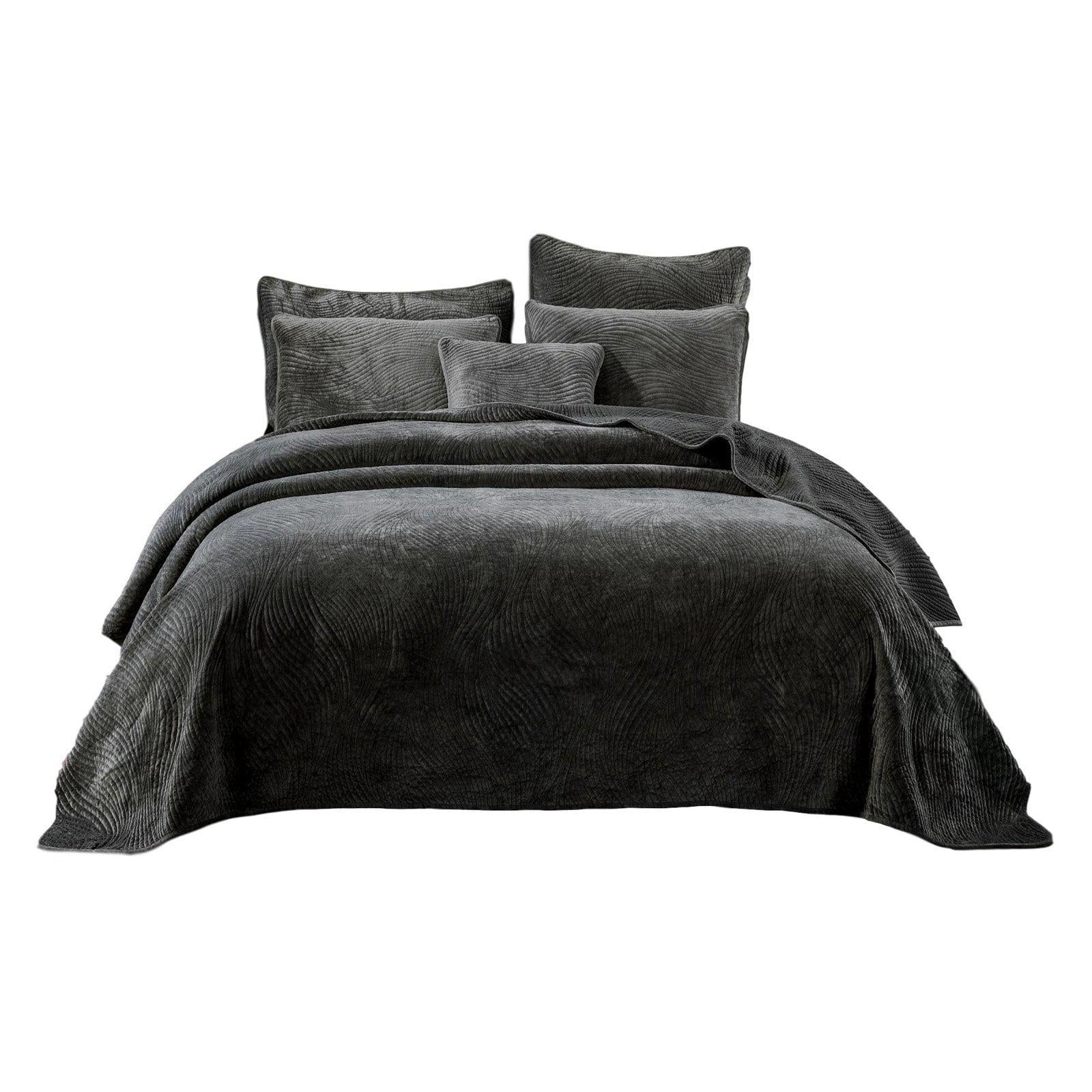 Luxury Velveteen Plush Waves Quilted Bedspread Set by Tache Home Fashion