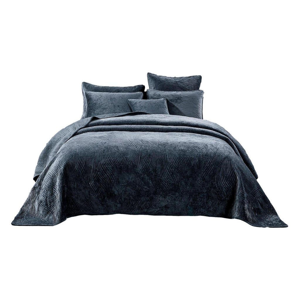 Luxury Velveteen Plush Waves Quilted Bedspread Set by Tache Home Fashion