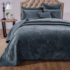 Luxury Velveteen Plush Waves Quilted Bedspread Set by Tache Home Fashion