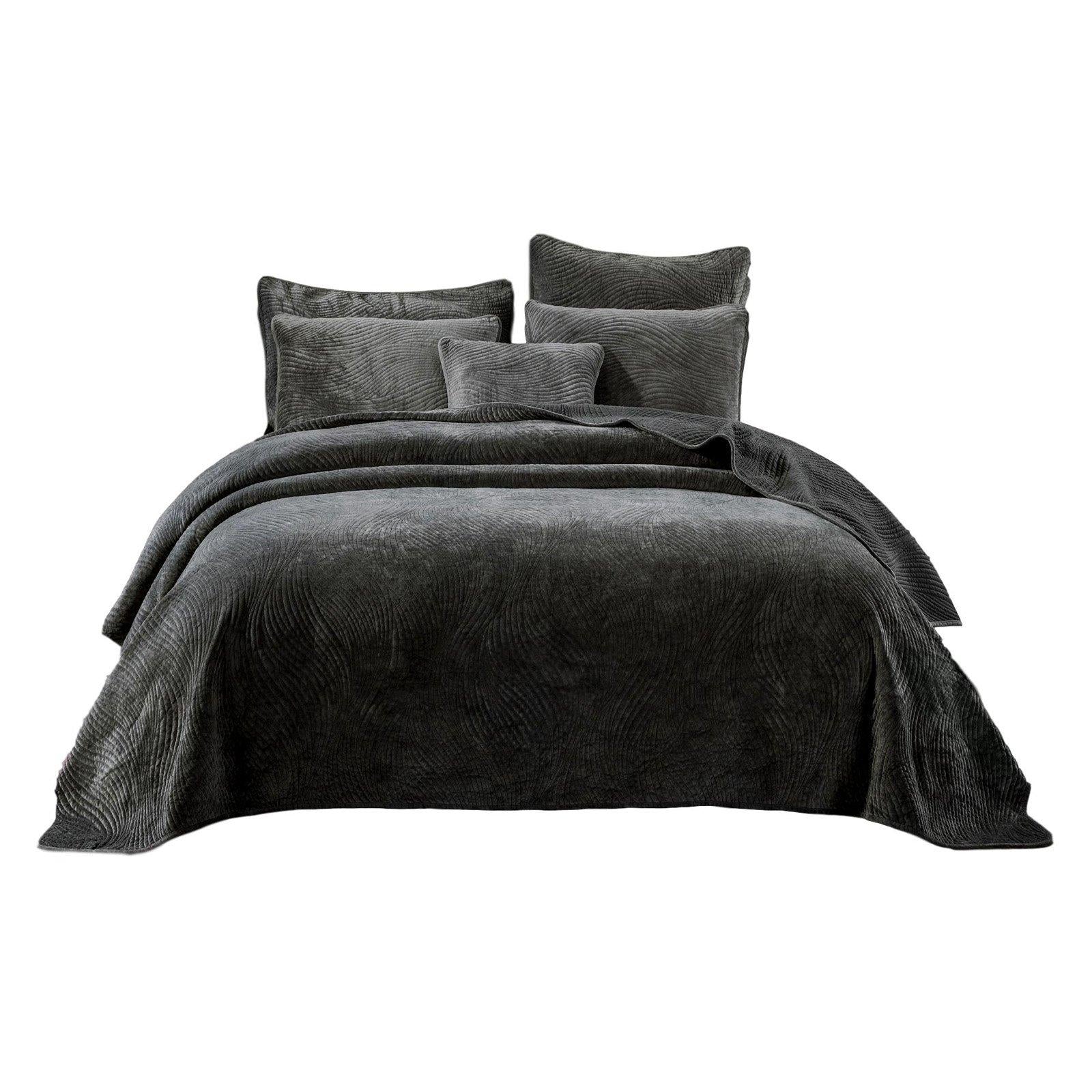 Luxury Velveteen Plush Waves Quilted Bedspread Set by Tache Home Fashion