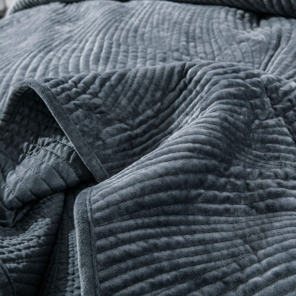 Luxury Velveteen Plush Waves Quilted Bedspread Set by Tache Home Fashion
