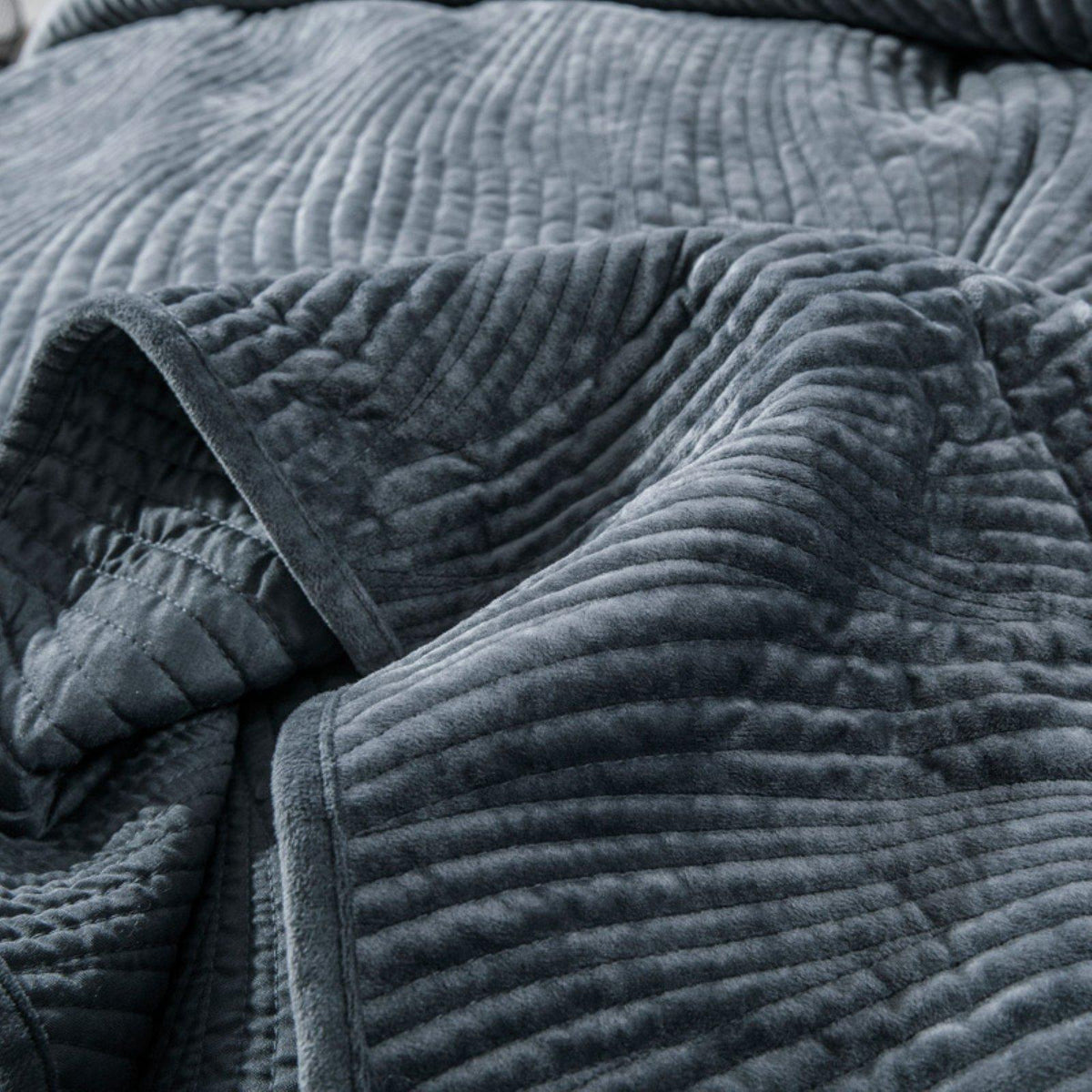 Luxury Velveteen Plush Waves Quilted Bedspread Set by Tache Home Fashion