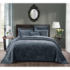 Luxury Velveteen Plush Waves Quilted Bedspread Set by Tache Home Fashion
