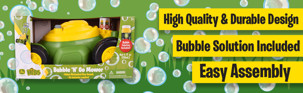 Bubble Lawn Mower for Toddlers, Bubble Blowing Machines, Indoor and Outdoor Gardening Toy, Birthday, Party Favor for Preschool Girls and Boys, No Batteries Required, 2+