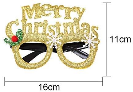 JJKFQ 6PS Christmas Party Gift Cute Cartoon Glasses Frame Glittered Eyeglasses No Lens for Kids Adults Xmas Party Decoration Cosplay