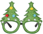 JJKFQ 6PS Christmas Party Gift Cute Cartoon Glasses Frame Glittered Eyeglasses No Lens for Kids Adults Xmas Party Decoration Cosplay