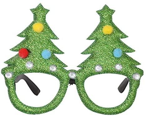 JJKFQ 6PS Christmas Party Gift Cute Cartoon Glasses Frame Glittered Eyeglasses No Lens for Kids Adults Xmas Party Decoration Cosplay