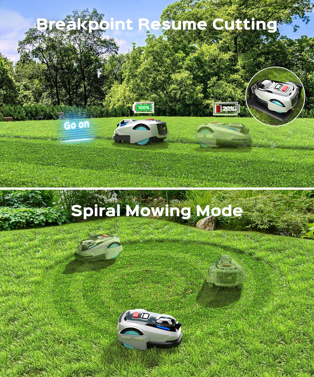 N1600 PRO Wireless Robot Lawn Mower, RTK+Vision Navigation, 0.4 Acre Coverage, APP Smart Control, Multi-Zone Mowing, Ordered Cutting Path, Smart Robot Lawn Mower for Yards