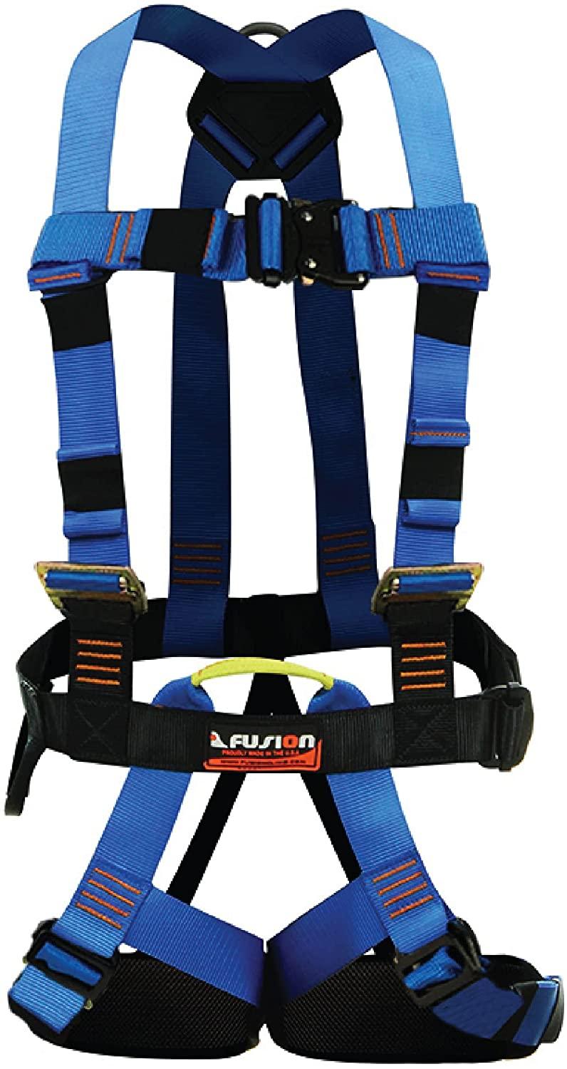 Fusion Climb Streak Racer Full Body Padded Zipline H Style Harness Blue Size M-L