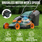 40V Cordless Lawn Mower, 16-Inch Brushless Electric Push Mower with 4.0Ah Battery, Low/High Speed Control, 5-Position Height Adjustment, 40L Grass Bag, Lightweight Mower for Yard/Lawn