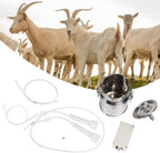 goat milking machine, 5l electric milker milking machine kit with stainless steel milk bucket and adjustable pulsating vacuum pump, portable automatic livestock milking equipment for sheep cows(us)