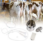 goat milking machine, 5l electric milker milking machine kit with stainless steel milk bucket and adjustable pulsating vacuum pump, portable automatic livestock milking equipment for sheep cows(us)