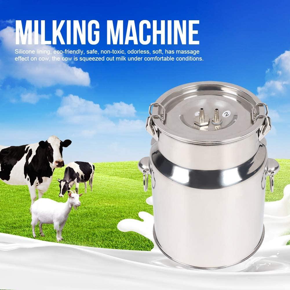goat milking machine, 5l electric milker milking machine kit with stainless steel milk bucket and adjustable pulsating vacuum pump, portable automatic livestock milking equipment for sheep cows(us)