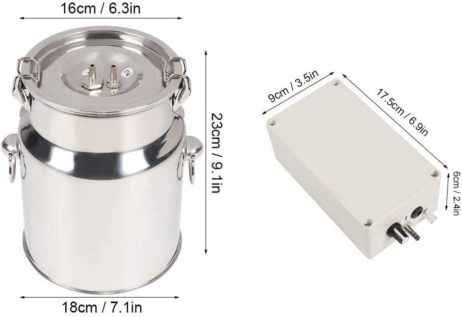 goat milking machine, 5l electric milker milking machine kit with stainless steel milk bucket and adjustable pulsating vacuum pump, portable automatic livestock milking equipment for sheep cows(us)