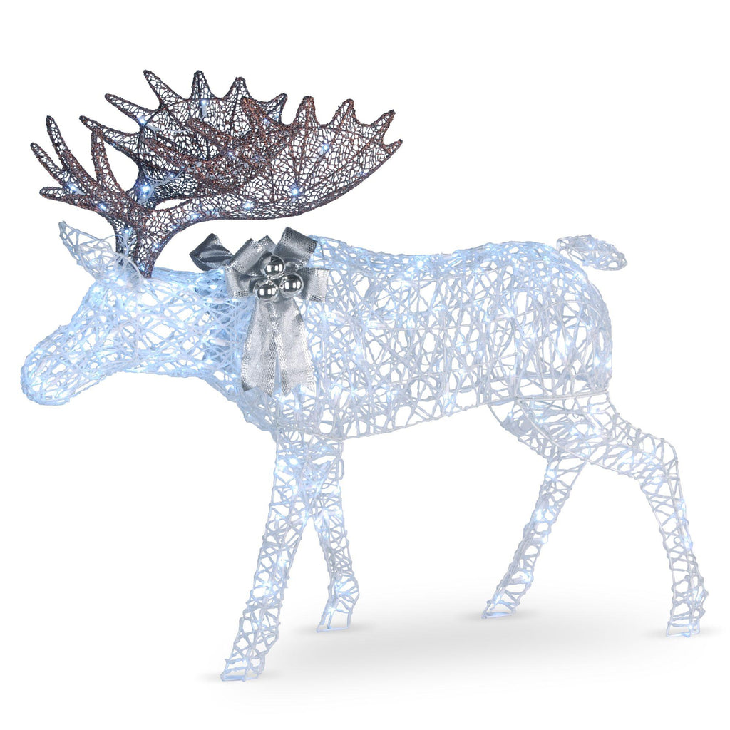 50" Pre-Lit Standing Moose Christmas Decoration, White Lights