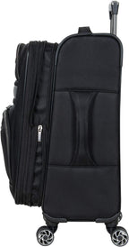 Rugged Roamer Luggage Collection Lightweight Softside Expandable 8-Wheel Spinner Travel Suitcase Bag, Black, 2-Piece (20" Carry-On / 28" Check Size)