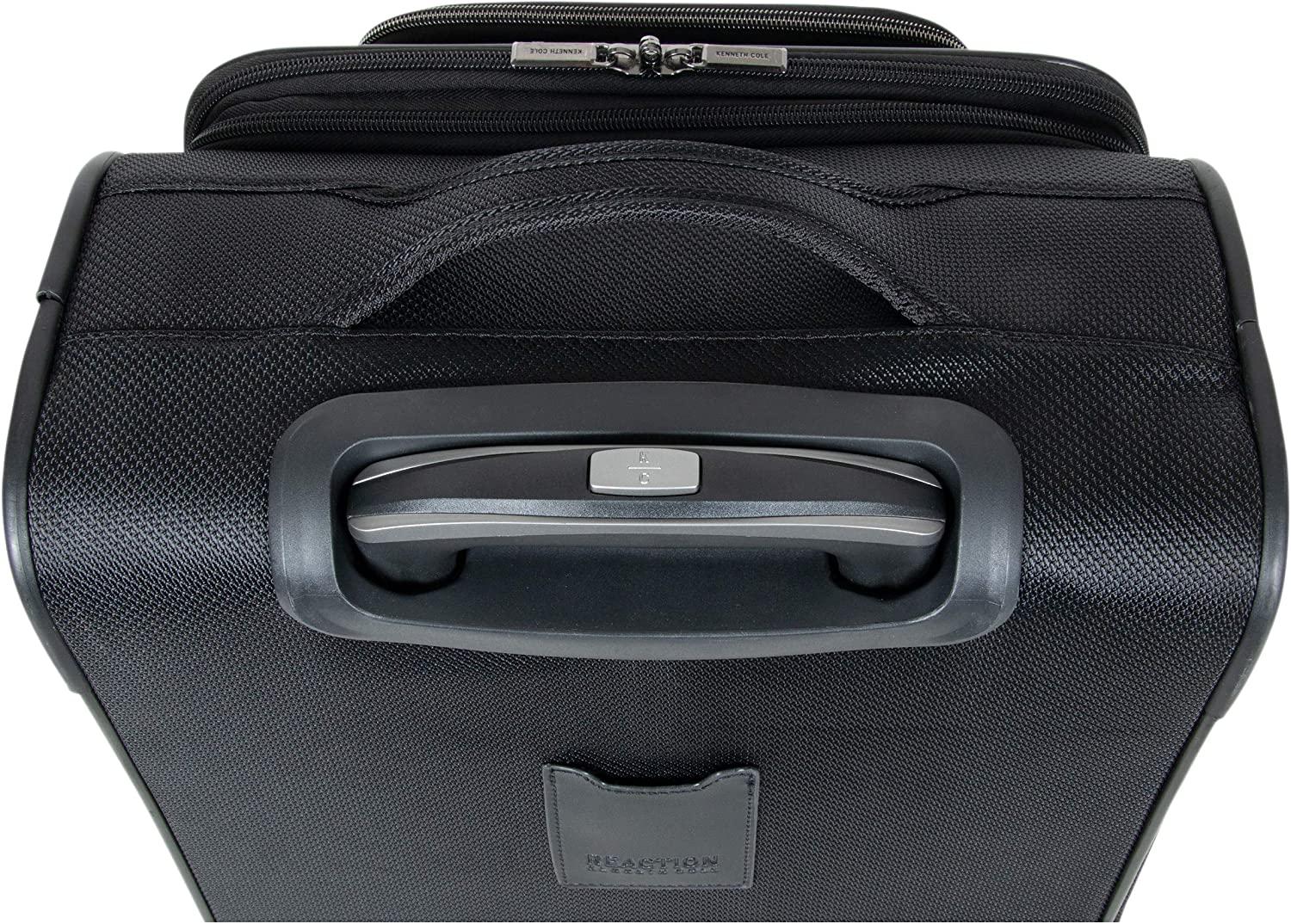 Rugged Roamer Luggage Collection Lightweight Softside Expandable 8-Wheel Spinner Travel Suitcase Bag, Black, 20-inch Carry-On