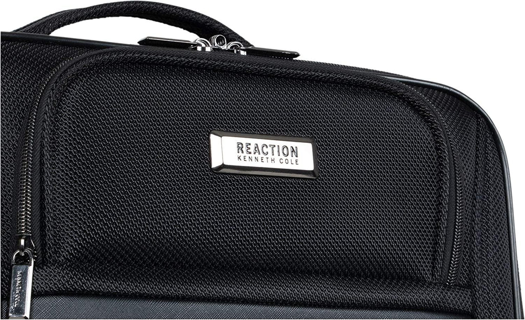 Rugged Roamer Luggage Collection Lightweight Softside Expandable 8-Wheel Spinner Travel Suitcase Bag, Black, 20-inch Carry-On