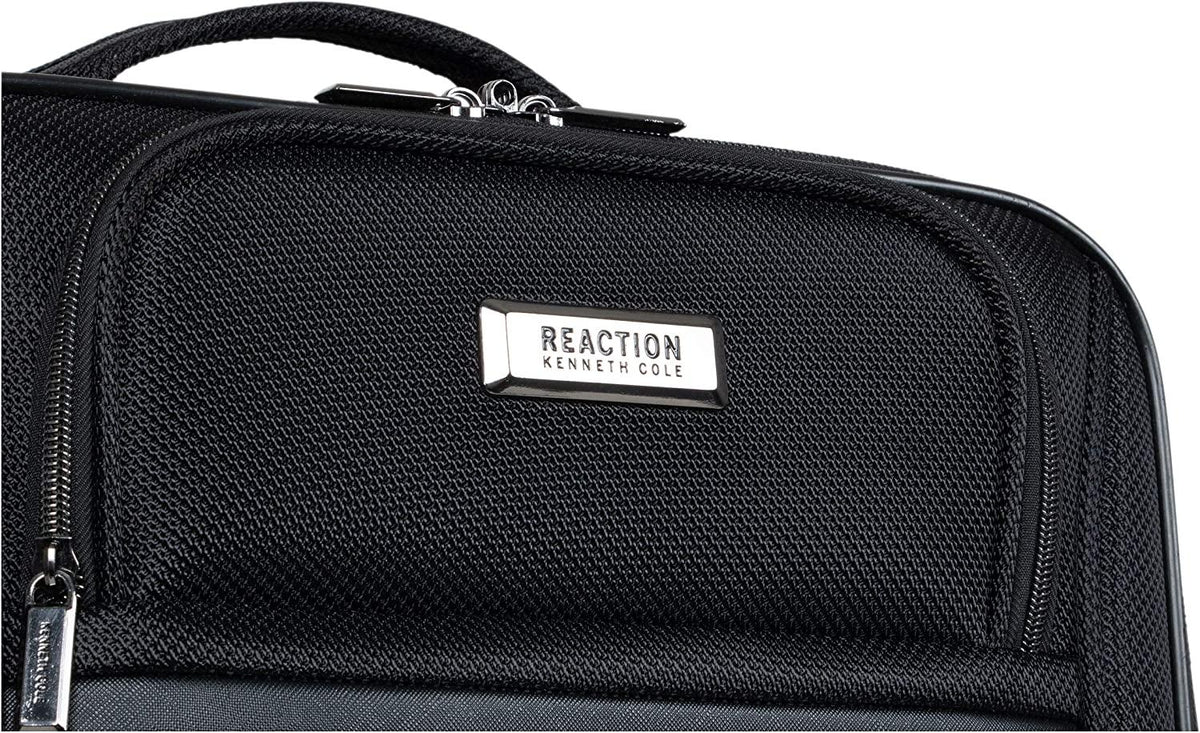 Rugged Roamer Luggage Collection Lightweight Softside Expandable 8-Wheel Spinner Travel Suitcase Bag, Black, 2-Piece (20" Carry-On / 28" Check Size)