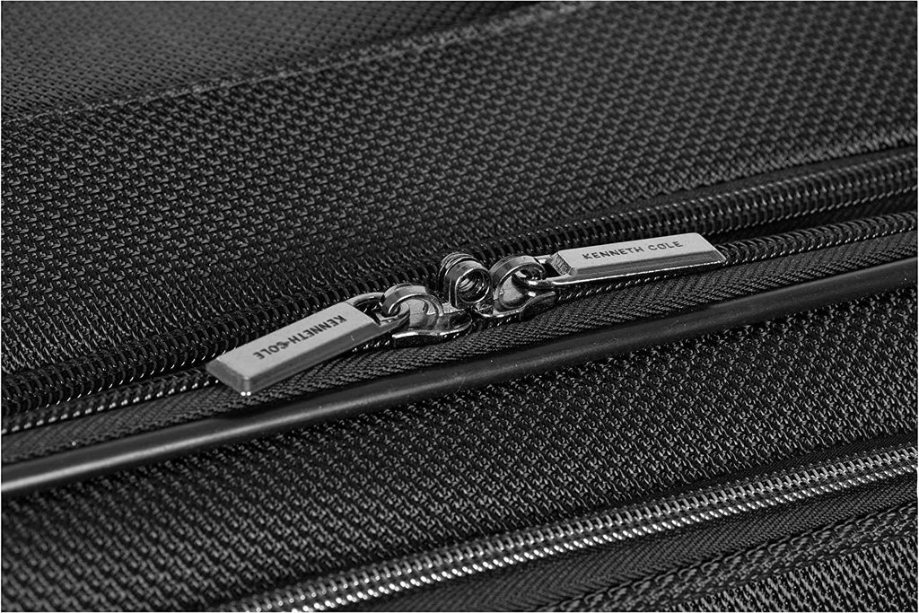 Rugged Roamer Luggage Collection Lightweight Softside Expandable 8-Wheel Spinner Travel Suitcase Bag, Black, 20-inch Carry-On