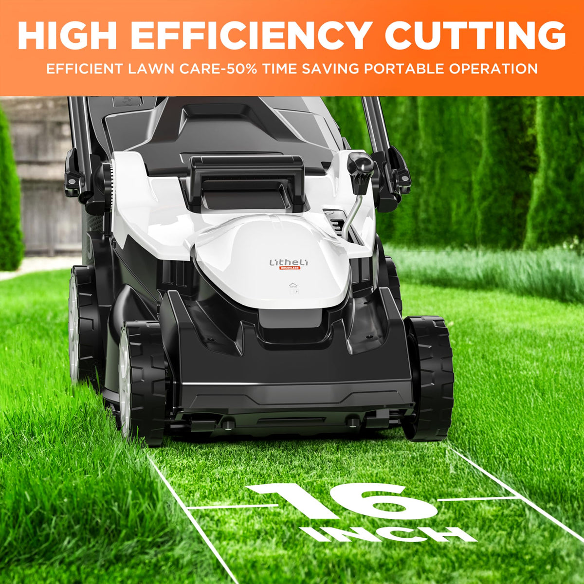 16 Inch Lawn Mower 2 x 20V Brushless Electric Mowers for Garden Yards, Lightweight Cordless Lawnmower with 6-Position Height Adjustment, 2 x 4.0Ah Battery Include