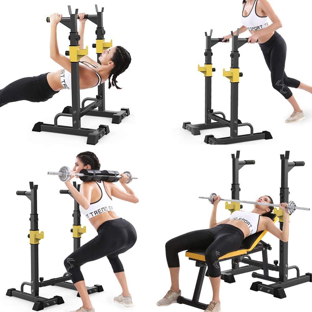 UBOWAY Barbell Rack, Squat Stand Adjustable Bench Press Rack 550 Lbs Max Load Multi-Function Weight Lifting Home Gym Fitness