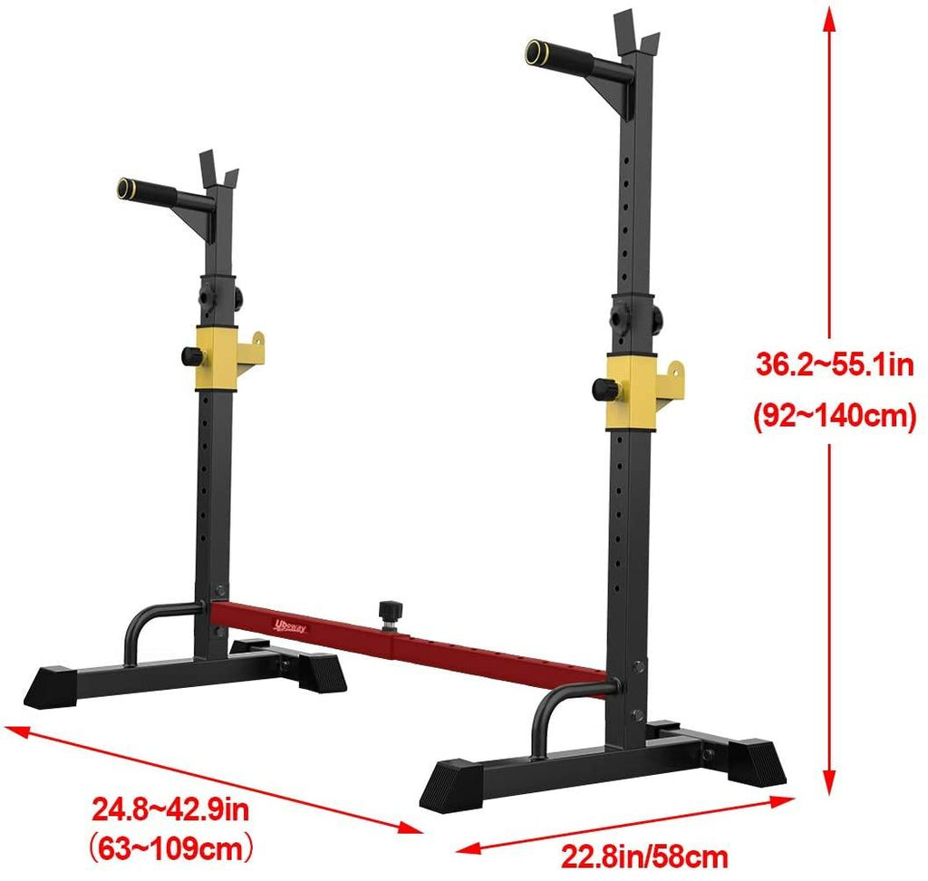 UBOWAY Barbell Rack, Squat Stand Adjustable Bench Press Rack 550 Lbs Max Load Multi-Function Weight Lifting Home Gym Fitness