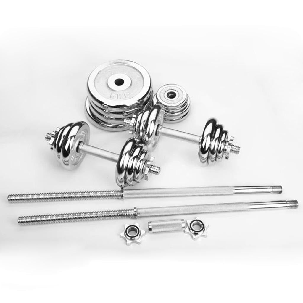 Abcnature 110lbs Adjustable Weight Dumbbell Set, Weight Set with Connecting Rod Men Women Home Fitness Weight Set Gym Workout Exercise Training Silver