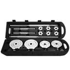 Abcnature 110lbs Adjustable Weight Dumbbell Set, Weight Set with Connecting Rod Men Women Home Fitness Weight Set Gym Workout Exercise Training Silver