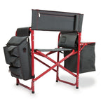 Dark Grey with Red Fusion Portable Outdoor Patio Chair
