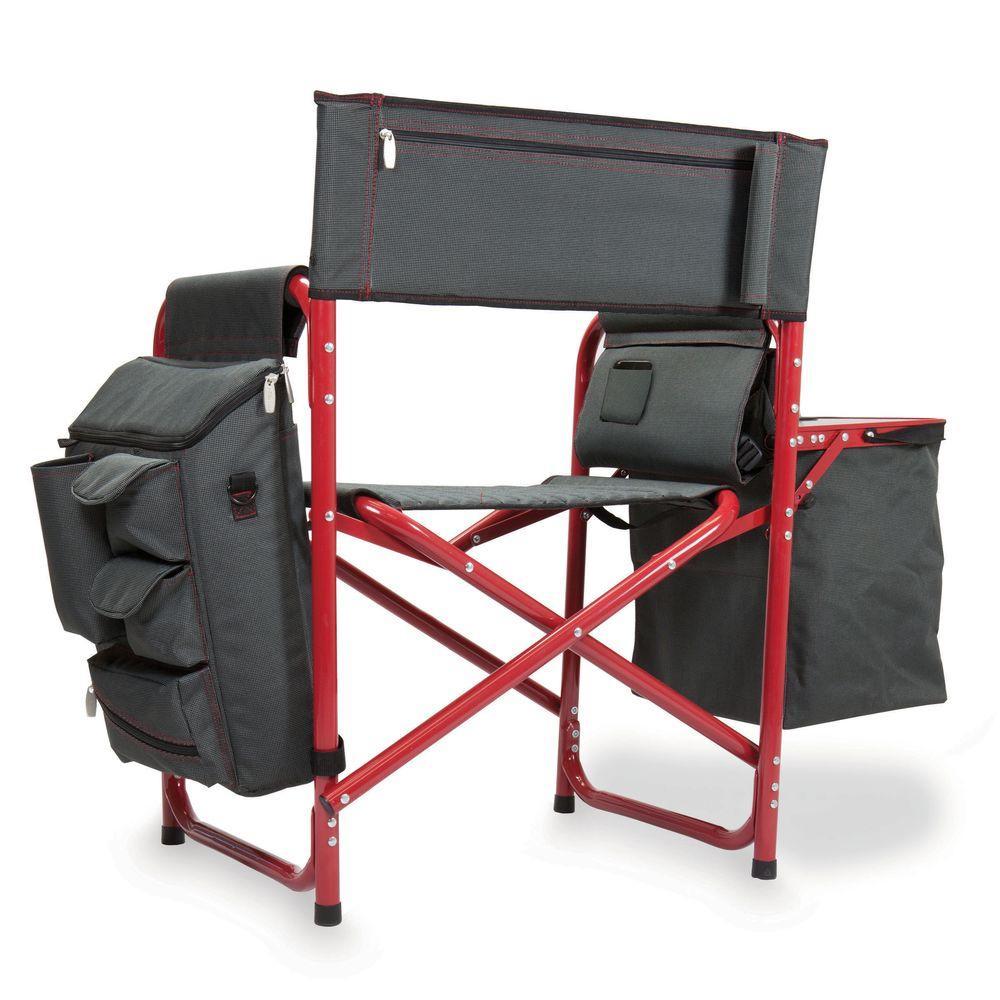 Dark Grey with Red Fusion Portable Outdoor Patio Chair