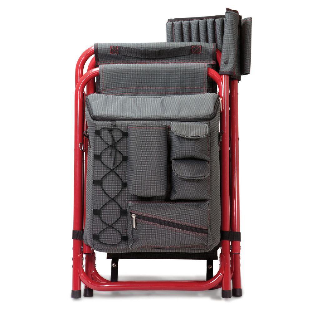Dark Grey with Red Fusion Portable Outdoor Patio Chair