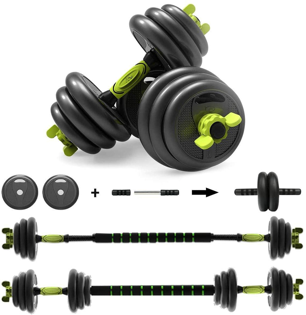Erkang 3 in 1 Fitness Dumbbells, Adjustable Dumbbell Set with Connecting Rod Barbell for Home Gym, 66 LBS