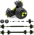 Erkang 3 in 1 Fitness Dumbbells, Adjustable Dumbbell Set with Connecting Rod Barbell for Home Gym, 66 LBS