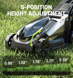 20V 14" Electric Lawn Mower, Brushless Cordless Lawn Mower with 2-in-1 Mulching &amp; Bagging, 5.0Ah Battery Lightweight Push Mower with 5-Position Height Adjustment for Small Yards