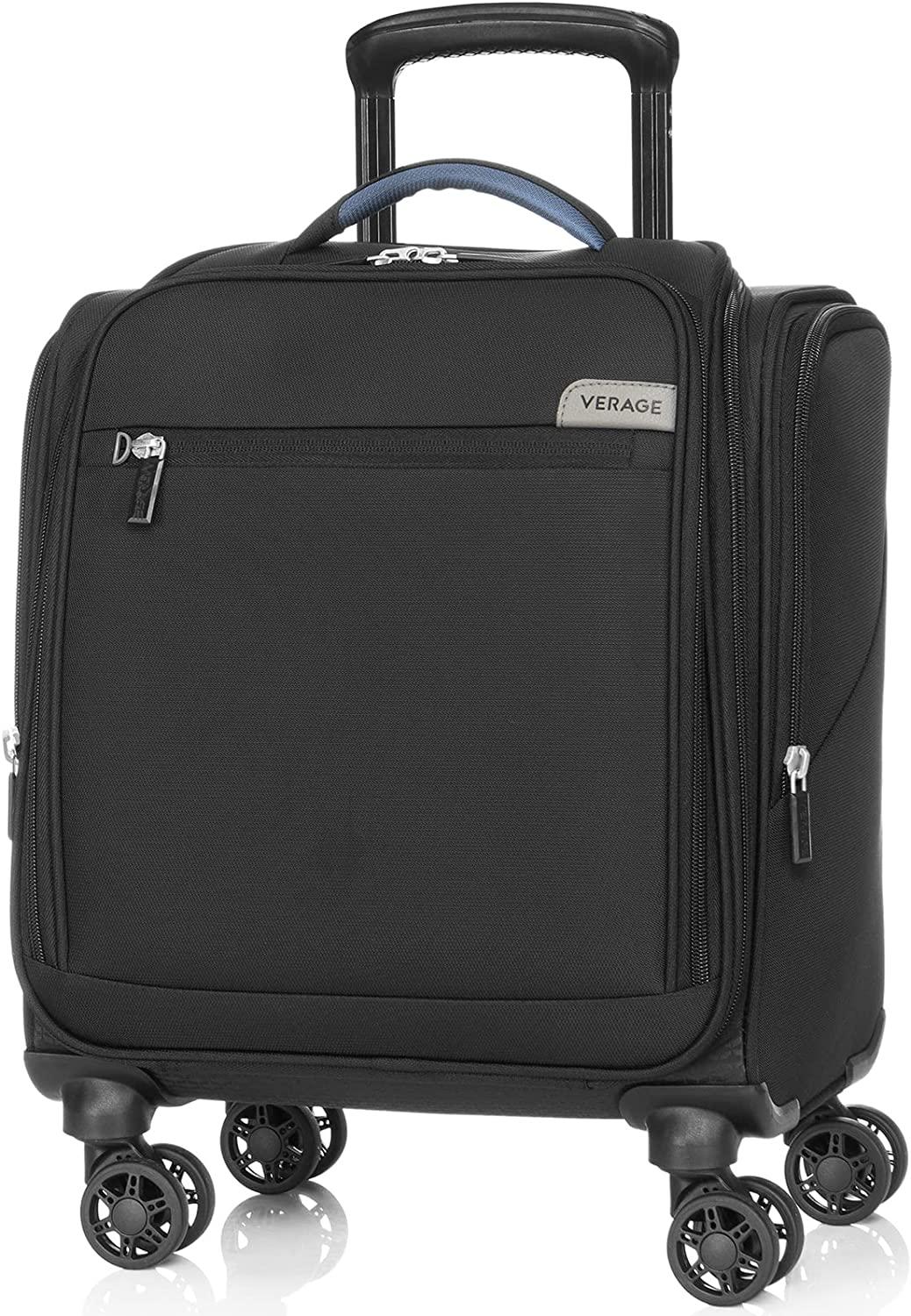 Carry On Underseat Luggage with Wheels &amp; USB Port, Wheeled Spinner Bag Carry-on Luggages for Airlines, Lightweight Suitcase Men Women, Pilots and Crew (14-Inch Plus)