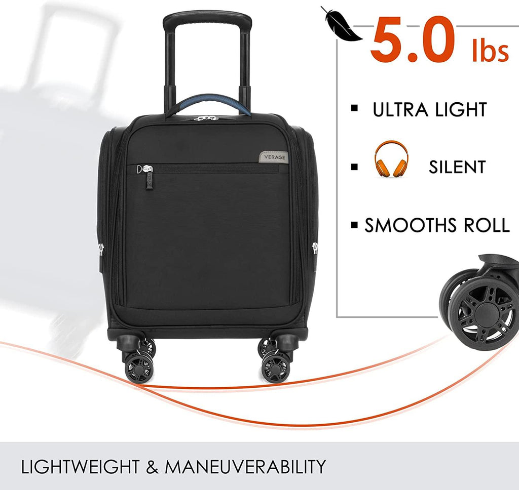 Carry On Underseat Luggage with Wheels &amp; USB Port, Wheeled Spinner Bag Carry-on Luggages for Airlines, Lightweight Suitcase Men Women, Pilots and Crew (14-Inch Plus)
