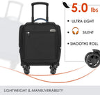 Carry On Underseat Luggage with Wheels &amp; USB Port, Wheeled Spinner Bag Carry-on Luggages for Airlines, Lightweight Suitcase Men Women, Pilots and Crew (14-Inch Plus)