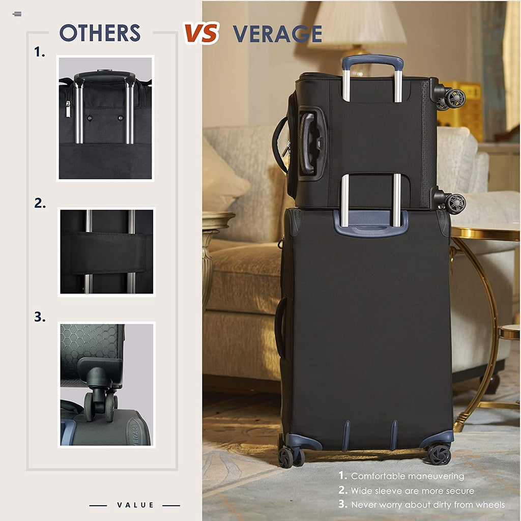 Carry On Underseat Luggage with Wheels &amp; USB Port, Wheeled Spinner Bag Carry-on Luggages for Airlines, Lightweight Suitcase Men Women, Pilots and Crew (14-Inch Plus)