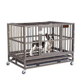 Heavy Duty Dog Crate, Strong Metal Military Pet Kennel Playpen LarDogs Cawith Lockable Wheels &amp; Two Prevent Escape Lock