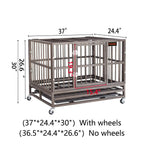 Heavy Duty Dog Crate, Strong Metal Military Pet Kennel Playpen LarDogs Cawith Lockable Wheels &amp; Two Prevent Escape Lock