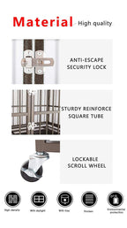 Heavy Duty Dog Crate, Strong Metal Military Pet Kennel Playpen LarDogs Cawith Lockable Wheels &amp; Two Prevent Escape Lock