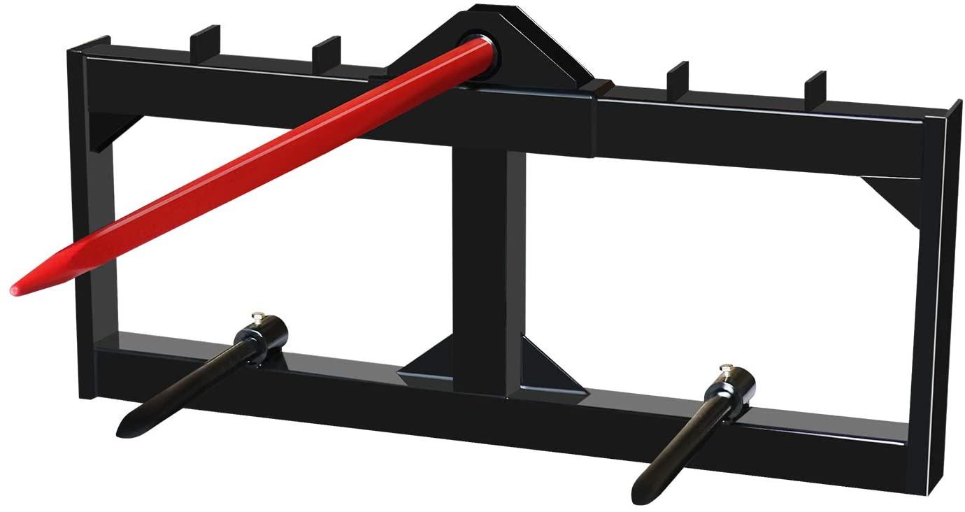 aiwargod 49 inch tractor hay spear attachment skid steer quick attach 3000lbs for bobcat tractors with 1pc red hay spear + 2pcs black stabilizer spears spike fork tine