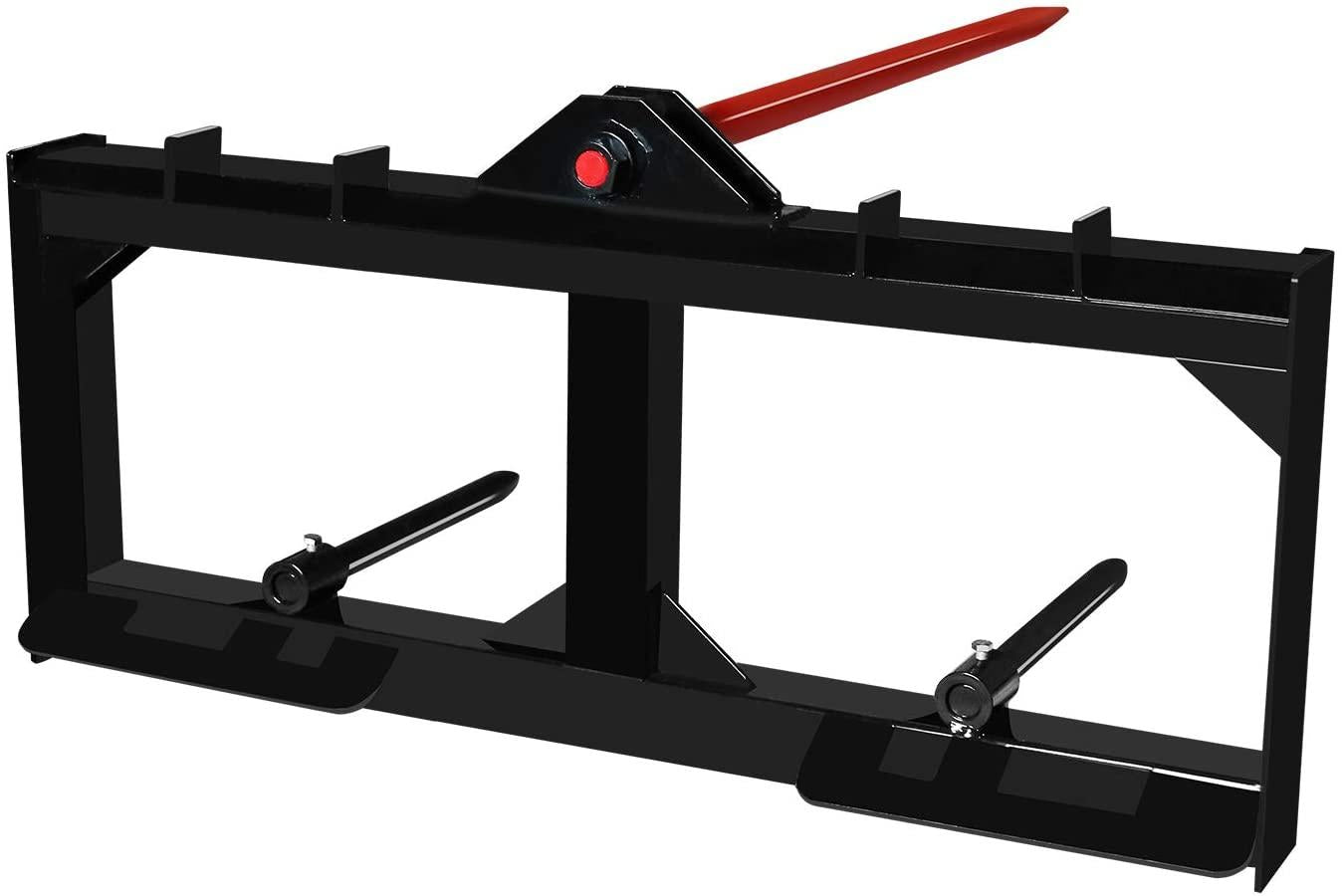 aiwargod 49 inch tractor hay spear attachment skid steer quick attach 3000lbs for bobcat tractors with 1pc red hay spear + 2pcs black stabilizer spears spike fork tine