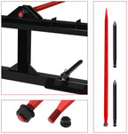 aiwargod 49 inch tractor hay spear attachment skid steer quick attach 3000lbs for bobcat tractors with 1pc red hay spear + 2pcs black stabilizer spears spike fork tine